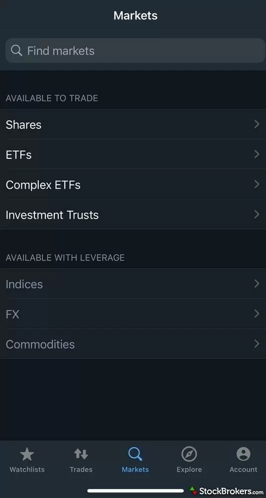 IG Trading app markets IG Trading app markets