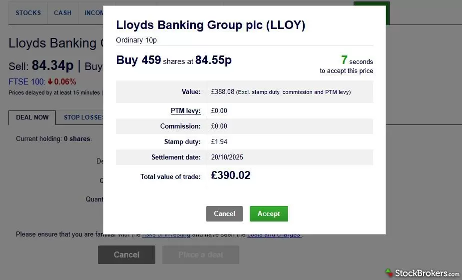 Hargreaves Lansdown trade ticket Hargreaves Lansdown trade ticket