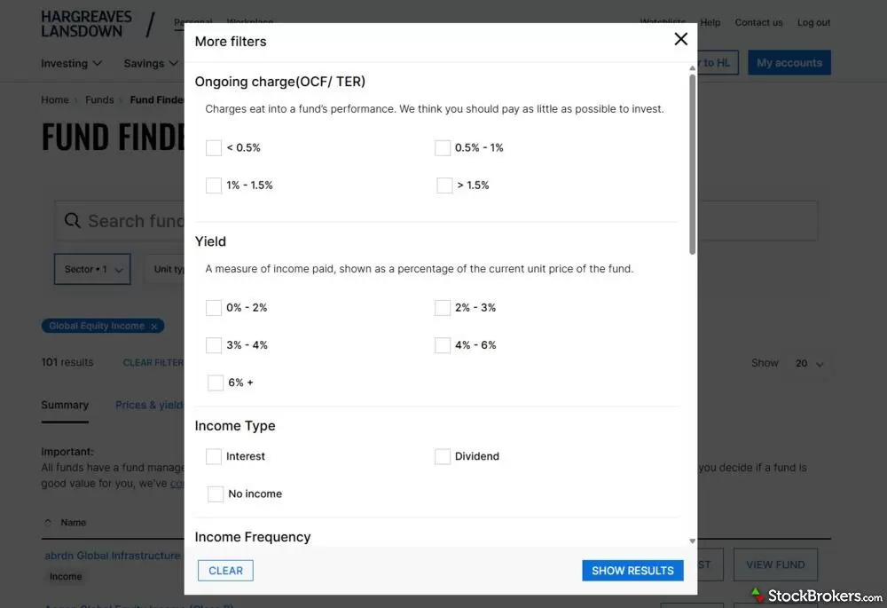 Hargreaves Lansdown fund filters Hargreaves Lansdown fund filters