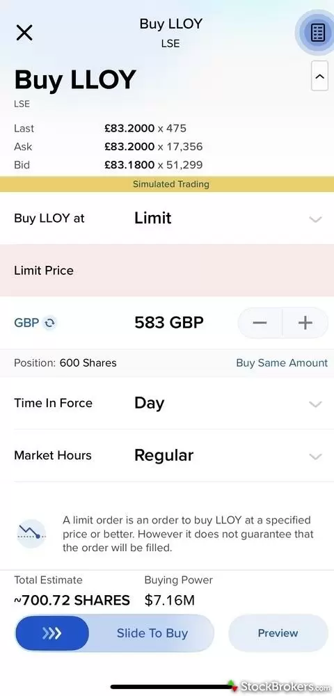 IBKR GlobalTrader trade ticket IBKR GlobalTrader trade ticket