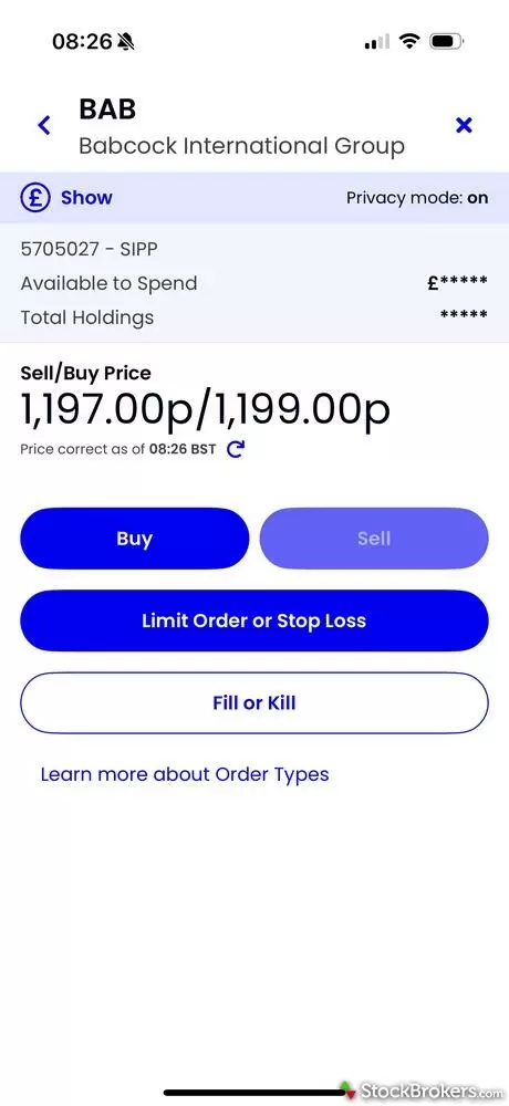 Interactive Investor trade ticket