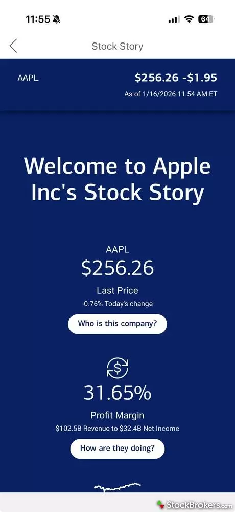 Merrill Edge mobile Stock Story