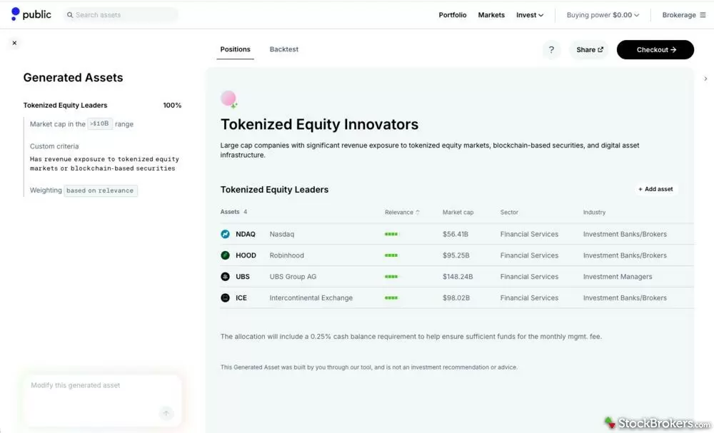 Public.com Generated Assets stock screening tool