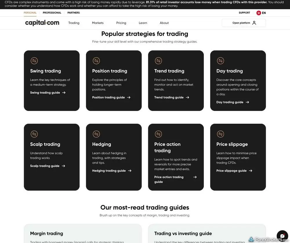The Capital.com website hosts a comprehensive educational hub.