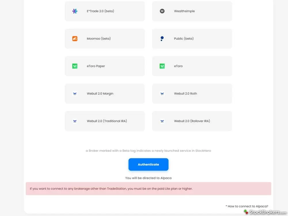 StockHero locked brokerages